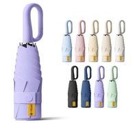 BoomCelocity Mini Ombrello da Viaggio Con Moschettone- Rivestimento in Tessuto, Anti UV 99,9% (UPF 50+), Compatto Pieghevole Leggero, per Pioggia e Sole, Unisex Uomo Donna