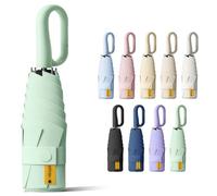 BoomCelocity Mini Ombrello da Viaggio Con Moschettone- Rivestimento in Tessuto, Anti UV 99,9% (UPF 50+), Compatto Pieghevole Leggero, per Pioggia e Sole, Unisex Uomo Donna