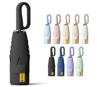 BoomCelocity Mini Ombrello da Viaggio Con Moschettone- Rivestimento in Tessuto, Anti UV 99,9% (UPF 50+), Compatto Pieghevole Leggero, per Pioggia e Sole, Unisex Uomo Donna