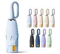BoomCelocity Mini Ombrello da Viaggio Con Moschettone- Rivestimento in Tessuto, Anti UV 99,9% (UPF 50+), Compatto Pieghevole Leggero, per Pioggia e Sole, Unisex Uomo Donna
