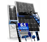 BoomDing Spazzola telescopica 5,8 m - Set di pulizia tutto in uno con 5 accessori per impianto PV, giardino d'inverno, grondaia e tetto del patio, scopa d'acqua con dispenser di sapone e manico in