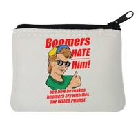 Boomers Hate Him See How He Makes Boomer Cry OK Boomer Boomer - Portamonete in neoprene, 10 x 11 cm, colore: Bianco, bianco, Taglia unica