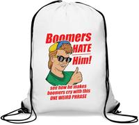 Boomers Hate Him See How He Makes Boomer Cry OK Boomer Gym Sack Casual Drawstring Bag Bianco
