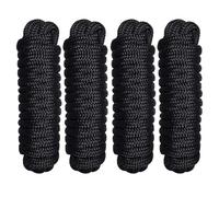 BOOMSTART 4 pezzi corda da ormeggio per barca da 12 mm con occhio in nylon doppio intrecciato, linea Dock Ø 12 mm, L: 4,57 m, occhio 30,48 cm, carico di rottura: 2240 kg, nero