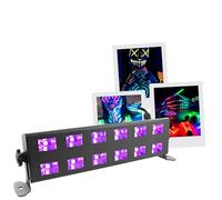 Boomtone DJ UV LED BAR 12X1W Nero - Barra luminosa nera potente e compatta - 12 LED UV da 1W - Lampada UV per club, feste ed eventi artistici.