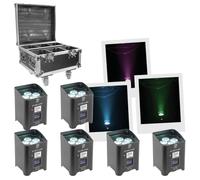 BOMMTONEDJ Ezbox, set di 6 proiettori con flightcase incluso, telecomando IR incluso, prodotto ideale per illuminazione di palcoscenico, illuminazione per feste, illuminazione architettonica, a