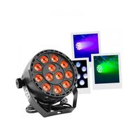 BoomTone DJ PARTY-PAR123 - Proiettore luminoso multiuso, colore nero, giochi di luce per DJ - illuminazione per feste, feste - LED RGB 3 in 1 da 3 W, angolo di proiezione di 20°, strobo, DMX, dimmer.