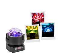 BoomToneDJ Spinner - Set di luci a LED 3 in 1: effetti multifascio, strobo, raggi luminosi verde/rosso, controllo DMX, telecomando IR incluso