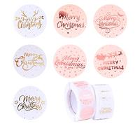 BOOMTOP 1000pz Adesivi Natale Natalizi (Dia. 25mm) Etichette Adesive Natalizie Rotonde Adesivi Decorativi per Pacchetti Pacchi Regalo Biglietti Cartolina d’Auguri Festa di Natale