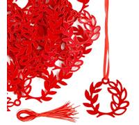 BOOMTOP 24pz Corona Alloro Laurea Ciondoli per Bomboniere in Acrilico Corona d’Alloro Pendenti Ornamenti Decorativi con Nastro Rosso Corona Alloro Ciondolo per Decorazione Laurea Bomboniere