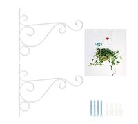 BOOMTOP 2pz Appendivasi Ganci Portavasi per Sospensione Gancio a Parete Gancio Murale di Supporto per Vasi Fioriere Cesti Lanterne Decorazioni da Giardino Metallo Bianco