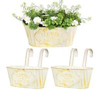 BOOMTOP 2pz Vasi Pensili Metallo da Appendere con Gancio Vintage Rettangolare Portafiori Vasi di Fiori da Appendere Fioriera Sospesa Metallo Decorazione Interna Esterna Giardino Balcone Casa