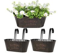 BOOMTOP 2pz Vasi Pensili Metallo da Appendere con Gancio Vintage Rettangolare Portafiori Vasi di Fiori da Appendere Fioriera Sospesa Metallo Decorazione Interna Esterna Giardino Balcone Casa