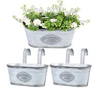 BOOMTOP 2pz Vasi Pensili Metallo da Appendere con Gancio Vintage Rettangolare Portafiori Vasi di Fiori da Appendere Fioriera Sospesa Metallo Decorazione Interna Esterna Giardino Balcone Casa