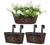 BOOMTOP 2pz Vasi Pensili Metallo da Appendere con Gancio Vintage Rettangolare Portafiori Vasi di Fiori da Appendere Fioriera Sospesa Metallo Decorazione Interna Esterna Giardino Balcone Casa