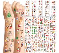 BOOMTOP 30 Fogli Tatuaggi Temporanei Natalizi per Bambini Tatuaggi Adesivi Babbo Natale Pupazzo Renna Albero di Natale Tatuaggi Temporanei Finti per Bambini Ragazzi Natale Multicolore
