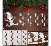 BOOMTOP 5pz Stencil Natalizi Gnomi Impronte Mini Stencil Impronta Elfi Gnomi in Plastica Riutilizzabili Decorazione per Finestre Tavola Pavimenti Pareti Festa di Natale