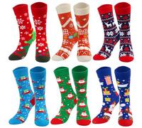BOOMTOP 6 Paia Calze Natalzie per Adulti Calzini Natalizi in Cotone Babbo Natale Renna Albero di Natale Calze Natalizie per Inverno Festa Natale