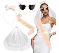 BOOMTOP Kit Accessori Gadget Oggetti Sposa Addio al Nubilato Velo Cerchietto Bride Fascia Bride to Be Sposa Occhiali da Sole Cuore Corona Fascia per Capelli per Sposa Matrimonio Nozze