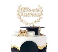 BOOMTOP La Mia Laurea Topper Torta in Legno Cake Topper Torta con Tocco Cappello Laurea Corona d’Alloro Cake Topper per Decorazione Torta Laurea Donna Uomo