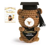 BOOMTOP Orsacchiotto Peluche Laurea Piccolo 10 cm con Scritta Congratulations Graduation Orso Orsetto di Peluche con Tocco Cappello Laurea di Lana a Maglia con Scatola Biglietto Regali Laurea