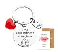 BOOMTOP Portachiavi Coppia Amanti Regalo San Valentino in Acciaio Inossidabile Portachiavi Coppia Il Mio Posto Preferito è al Tuo Fianco Regalo di Anniversario Compleanno Valentine’s Day per Lui Lei