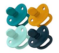 Boon Jewl - Ciuccio ortodontico in silicone, con capezzolo lenitivo a forma di gemma, confortevole, supporta lo sviluppo muscolare orale naturale, colore blu, 4 pezzi, 3-6 mesi