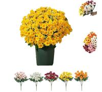 Booneb Artificial Mums, Artificial Outdoor Sunset Mums Flowers, Rich in Color, No Maintenanceno Watering (5Bunches of yellow)