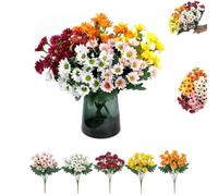 Booneb Artificial Mums, Artificial Outdoor Sunset Mums Flowers, Rich in Color, No Maintenanceno Watering (10Bunches of mix)