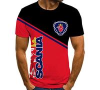 BOONEE Magliette Uomo Ciclismo Running Scania, Tee Maglietta a Maniche Corte da Calcio, Abbigliamento Sportivo Asciugatura Rapida-Red-Black||XL