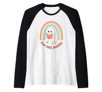 Boooooks Cute Ghost Rainbow Halloween Maglia con Maniche Raglan