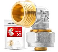BOOPARTS - 1 Pezzo - Gomito a Compressione Multistrato Ø16-1/2"M | Raccordo 90° Filetto Maschio 1/2" a Vite | Per Tubo PEX-AL-PEX 16mm Senza Pressatrice