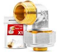 BOOPARTS - 1 Pezzo - Gomito a Compressione Multistrato Ø20-1/2"M | Raccordo 90° Filetto Maschio 1/2" a Vite | Per Tubo PEX-AL-PEX 20mm Senza Pressatrice