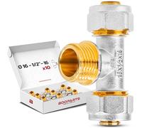 BOOPARTS - 10 Pezzi - Raccordo multistrato a vite Ø16 - 1/2 - 16 | Tee maschio filettato per tubi multistrato PEX, PER e compositi | Connessione affidabile e impermeabile