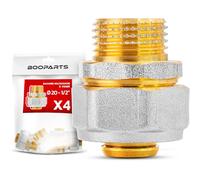 BOOPARTS - Raccordo Diritto Maschio a Stringere Ø20 mm x 1/2" per Tubo Multistrato | Senza Pressatrice | Raccordo in Ottone Nichelato | Set da 4 Pezzi