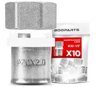 BOOPARTS - Set 10 Pezzi - Manicotto a Pressare Ø20mm (20x2) Filetto Femmina 1/2" (15/21) | Raccordo Diritto con Dado Fisso Profilo TH in Ottone Nichelato | Impianti Idraulici