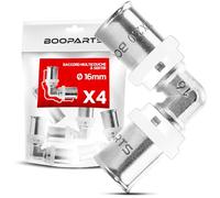BOOPARTS - Set 4 Pezzi - Gomito a Pressare 90° Ø16mm (16x16) per Tubo Multistrato | Raccordo Curva Profilo TH in Ottone Nichelato | Impianti Idraulici e Riscaldamento