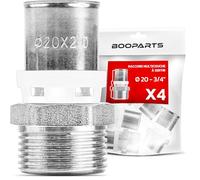 BOOPARTS - Set 4 Pezzi - Manicotto a Pressare Ø20mm (20x2) Filetto Maschio 3/4" (20/27) | Raccordo Diritto Profilo TH in Ottone Nichelato | Connessione a Collettori/Valvole Principali