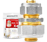 BOOPARTS - Set 4 Pezzi - Raccordo a Compressione Multistrato Ø20-Ø16 | Manicotto Riduttore Dritto 20x16 a Vite | Giunzione Tubo PEX-AL-PEX Senza Pinza