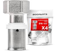 BOOPARTS - Set 4 Pezzi - Raccordo Unione a Pressare Ø16mm (16x2) Filetto 1/2" (15/21) con Dado Girevole | Raccordo Diritto Profilo TH in Ottone Nichelato | Connessione a Collettore/Radiatore