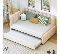 boorbin 140 x 200 cm, letto imbottito a forma di L, divano letto con schienale floreale e letto estraibile in tessuto di velluto (beige)