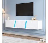 boorbin 180 x 35 x 30 cm, mobile TV montato a parete, con luci a LED, supporto TV con 3 ante per TV da 75 pollici, mobile TV (bianco)