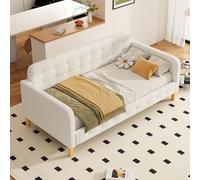 boorbin 90 x 200 cm, divano letto, letto, decorazione per unghie con bottoni, semplice ed elegante (beige)