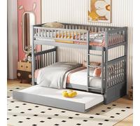 boorbin 90 x 200 cm, letti a castello, letti a tre letti a castello con letto estraibile, ringhiera alta, scale stabili (grigio)