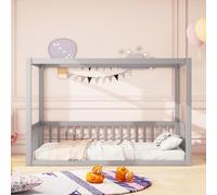 boorbin 90 x 200 cm, letto a baldacchino, in legno massiccio, per bambini, ragazzi (grigio)