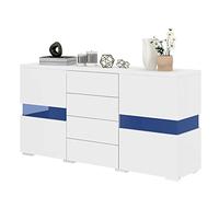 boorbin Bianco Lucido Credenza Armadio Armadio Unità con 16 Colori Luci LED per Sala da Pranzo Soggiorno
