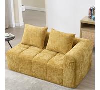 boorbin Comodo divano per 2 persone, nessun assemblaggio necessario, soffice divano con un cuscino, tasche laterali per telecomando e cellulare, ordinato ed elegante (giallo)
