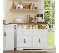 boorbin Credenza a buffet 140 cm con vano portaoggetti, caffettiera bar con 3 cassetti, armadi con ripiani, adatta per cucina, soggiorno, corridoio.