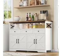 boorbin Credenza a buffet 140 cm con vano portaoggetti, caffettiera bar con 3 cassetti, consolle in stile rustico con ante, armadi con ripiani, per cucina, soggiorno (140 x 35 x 95 cm)