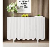 boorbin Credenza a forma di goccia con ante sagomate e cerniera a buffer, 120 x 37,5 x 80,8 cm (bianco)